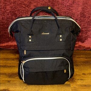 Lancash Black Women's Backpack with White Trim